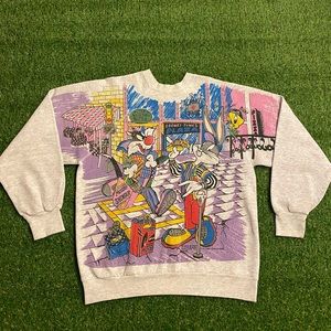 Vtg 1994 Looney Tunes Shopping Crewneck Sweatshirt